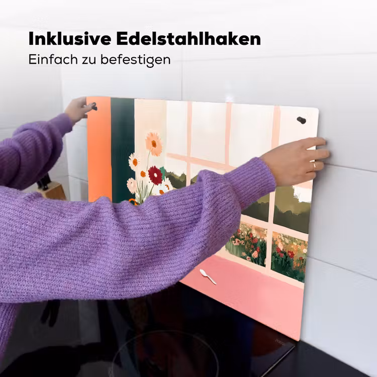 Bloemen - Koffie - Raam Inductie beschemer met haakjes klein -ky-ophangen-de