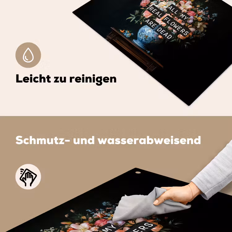 Bloemen - Art - Pastel - Quotes Inductie beschemer met haakjes klein -ky-schoon-de