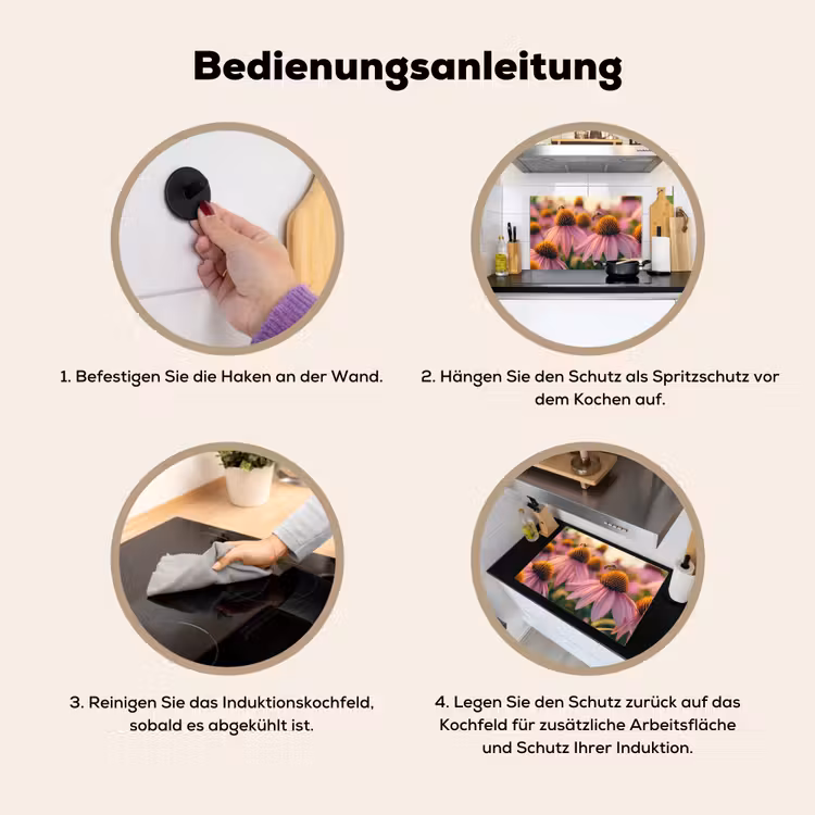 Bloemen - Paars - Bijen Inductie beschemer met haakjes klein -ky-gebruik-de