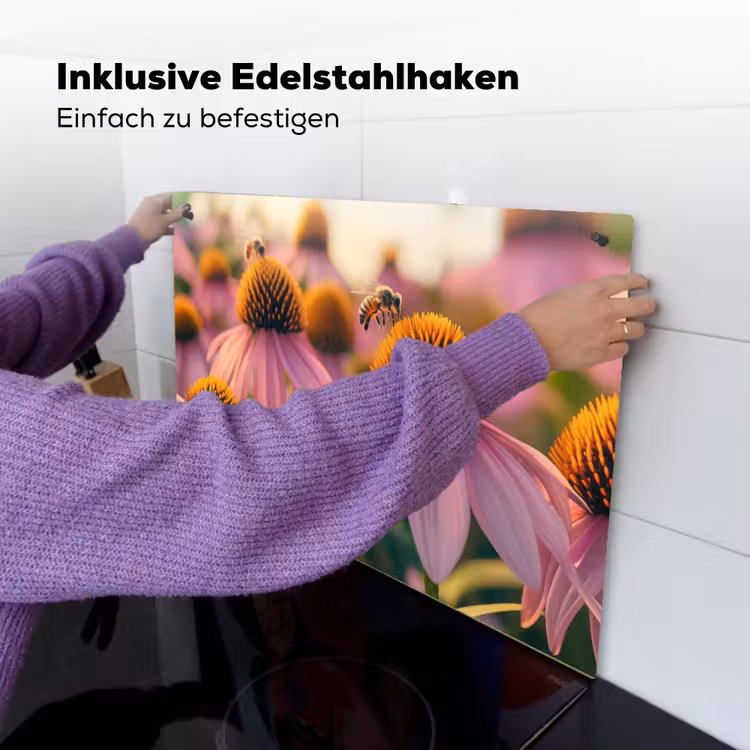 Bloemen - Paars - Bijen Inductie beschemer met haakjes klein -ky-ophangen-de