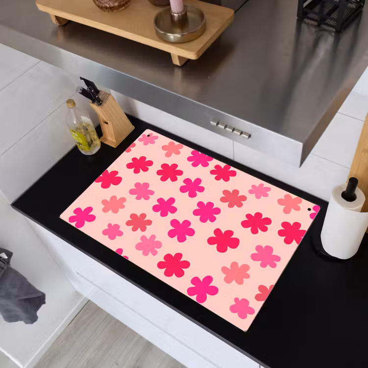 Bloemen - Patroon - Roze Inductie beschemer met haakjes klein -sfeer1