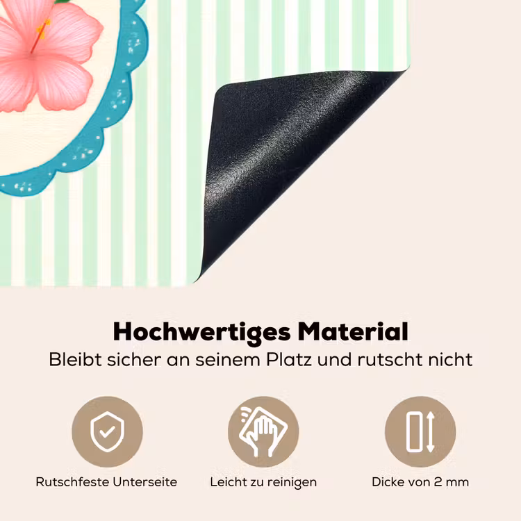 Bloemen - Ovaal - Strepen - Groen Inductie beschemer met haakjes klein -ky-onderkant-de