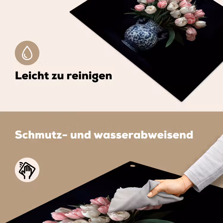 Bloemen - Roze - Tulpen - Vaas Inductie beschemer met haakjes klein -ky-schoon-de