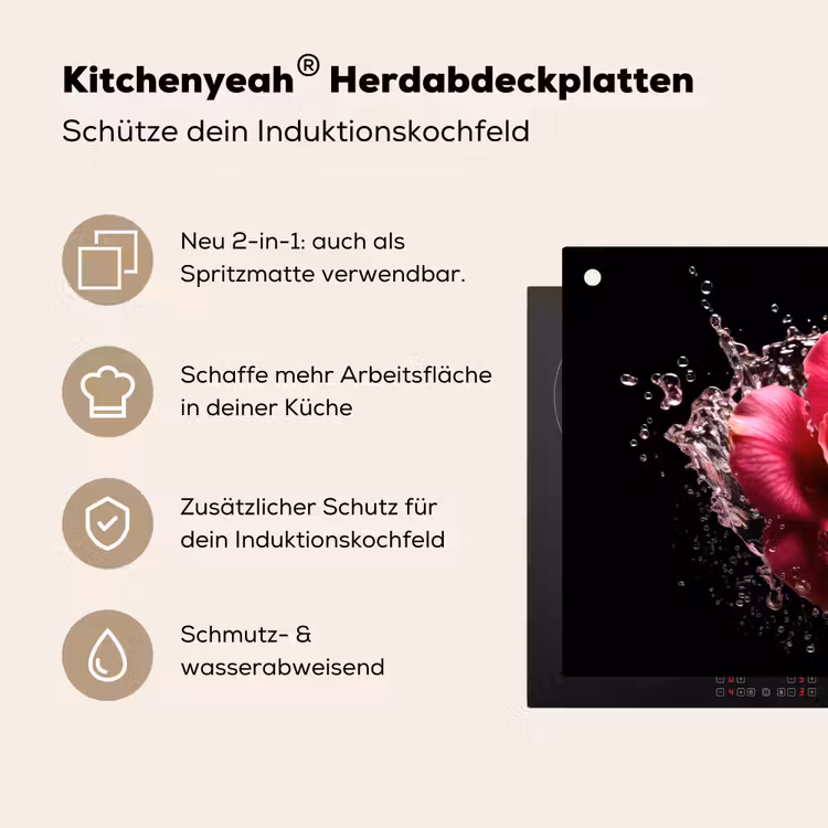 Bloemen - Roze - Water - Zwart - Botanisch - Natuur Inductie beschemer met haakjes klein -ky-usp-de