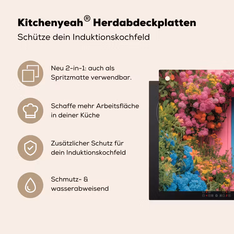 Bloemen - Deur - Roze Inductie beschemer met haakjes klein -ky-usp-de