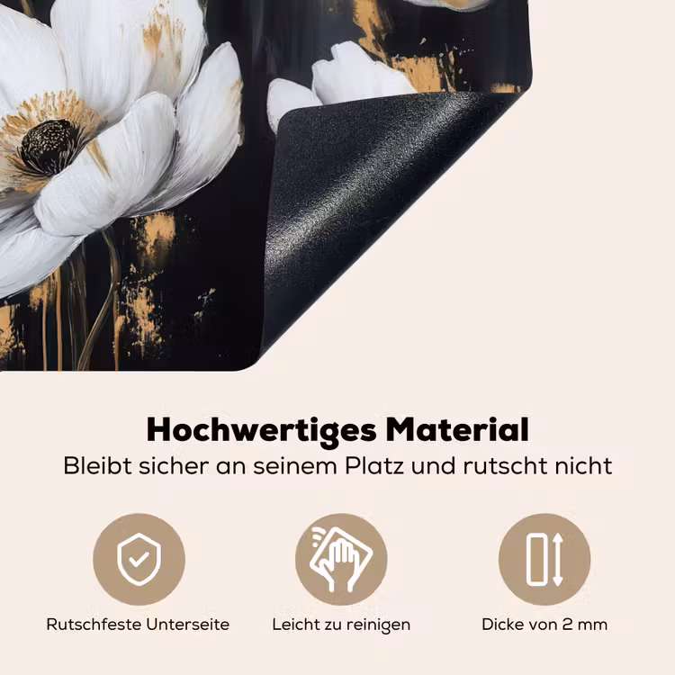 Bloemen - Wit - Abstract Inductie beschemer met haakjes klein -ky-onderkant-de