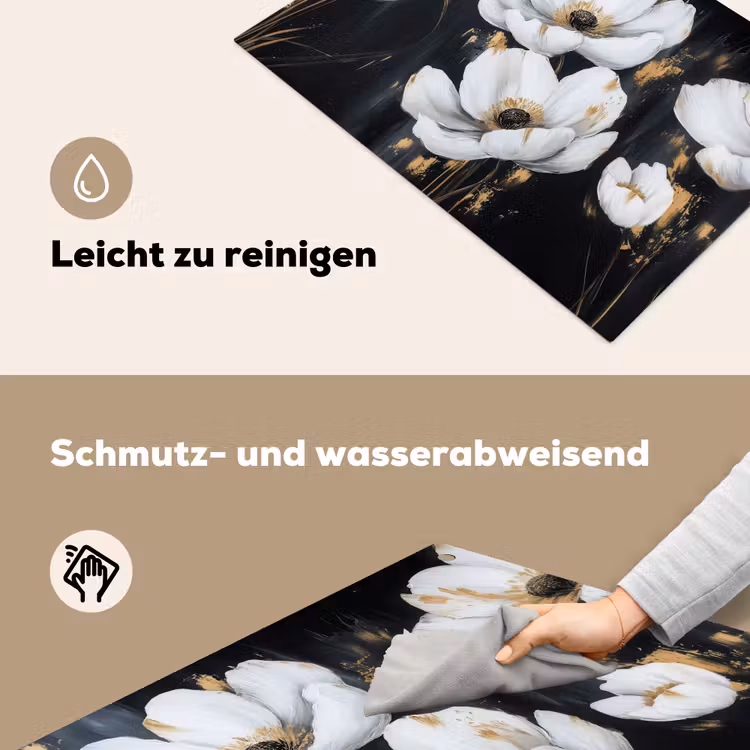 Bloemen - Wit - Abstract Inductie beschemer met haakjes klein -ky-schoon-de