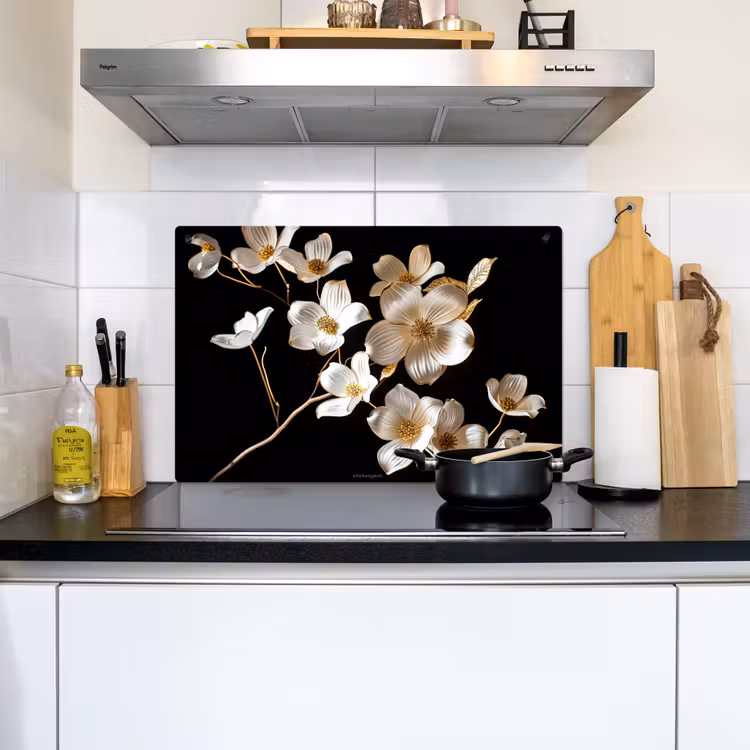 Bloemen - Wit - Goud Inductie beschemer met haakjes klein -sfeer2