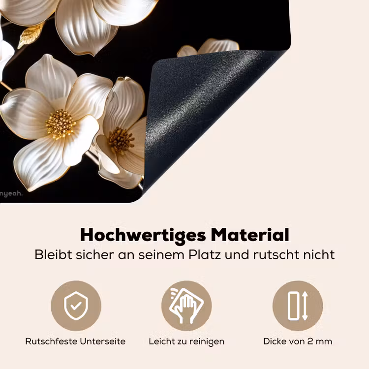 Bloemen - Wit - Goud Inductie beschemer met haakjes klein -ky-onderkant-de