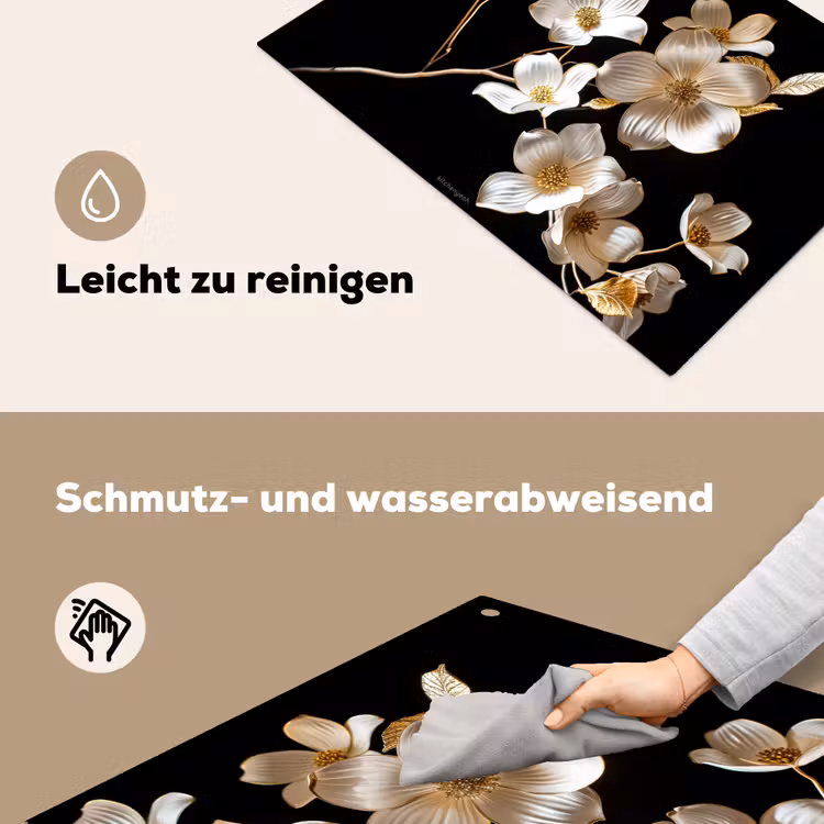 Bloemen - Wit - Goud Inductie beschemer met haakjes klein -ky-schoon-de