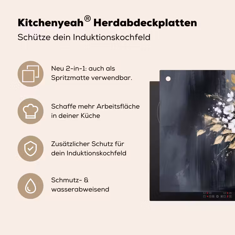 Bloemen - Wit - Vaas - Abstract Inductie beschemer met haakjes klein -ky-usp-de
