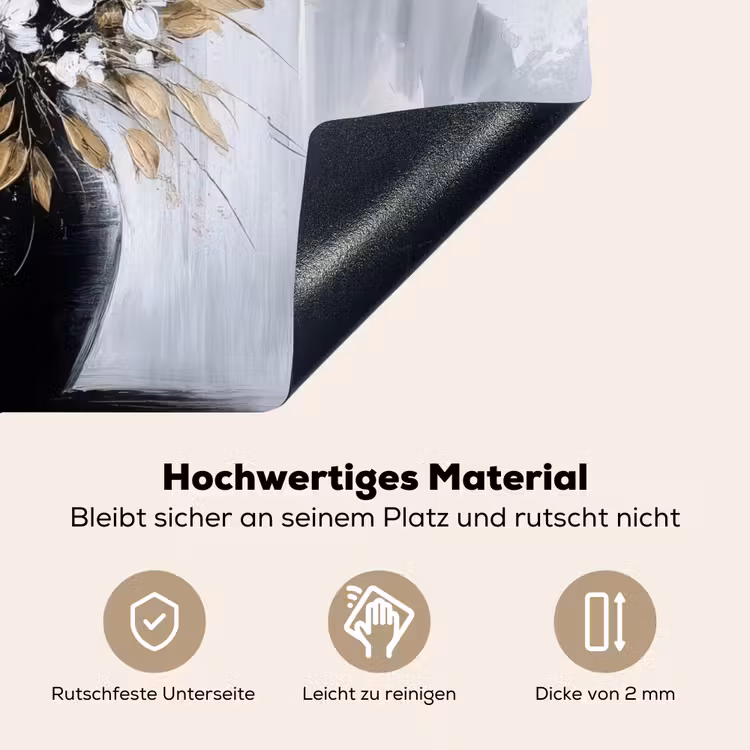 Bloemen - Wit - Vaas - Abstract Inductie beschemer met haakjes klein -ky-onderkant-de