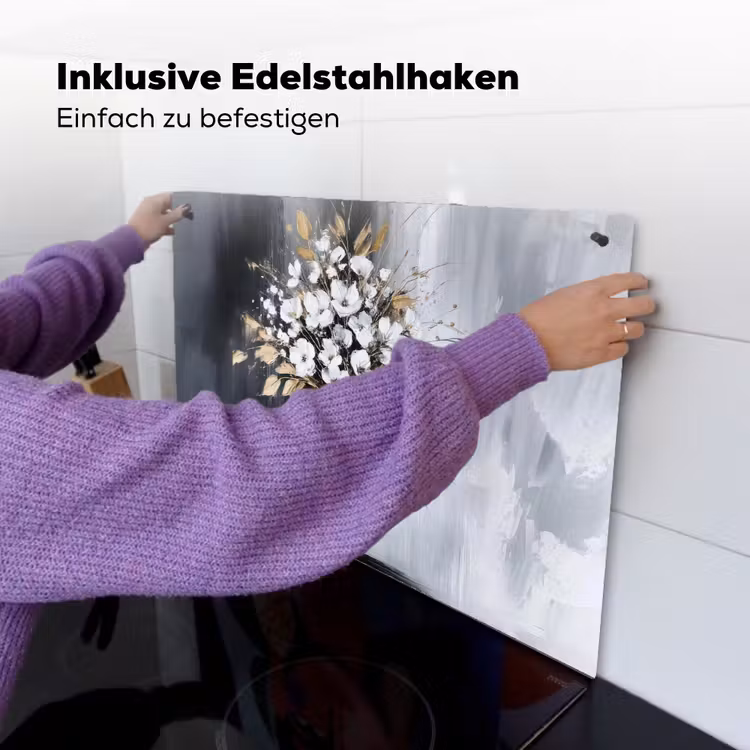 Bloemen - Wit - Vaas - Abstract Inductie beschemer met haakjes klein -ky-ophangen-de
