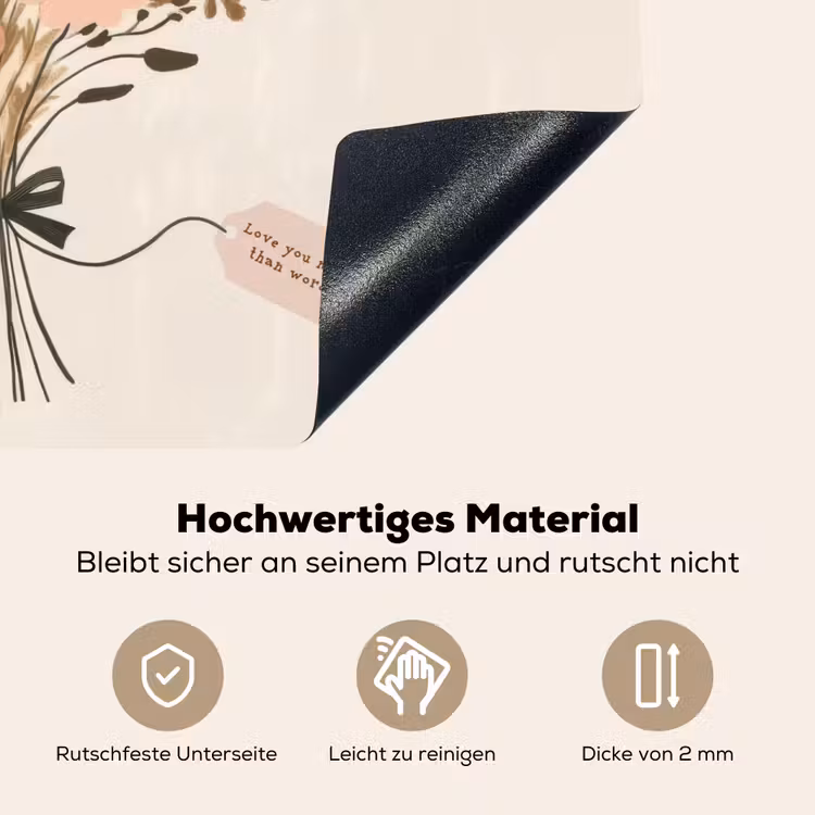 Bloemen - Quote - Beige - Lint Inductie beschemer met haakjes klein -ky-onderkant-de