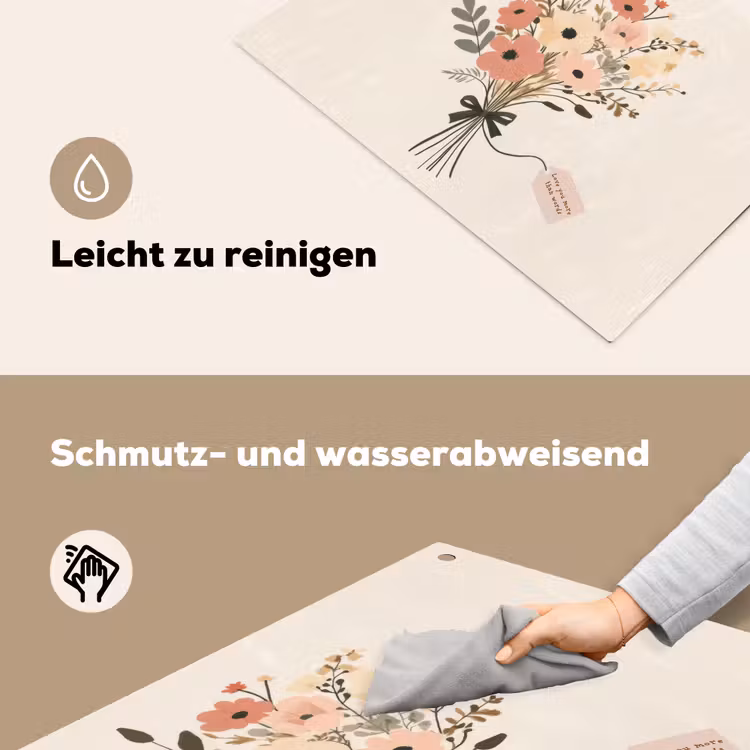 Bloemen - Quote - Beige - Lint Inductie beschemer met haakjes klein -ky-schoon-de