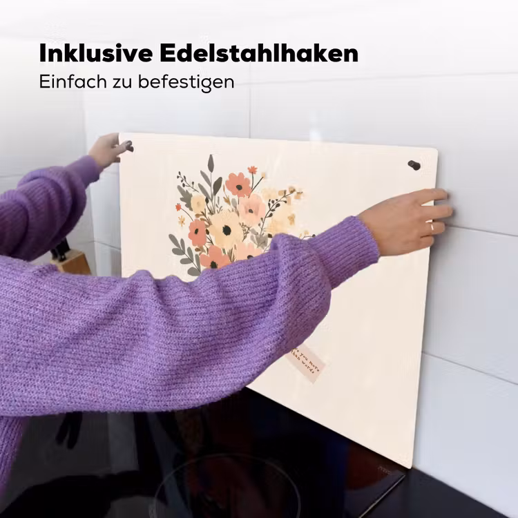 Bloemen - Quote - Beige - Lint Inductie beschemer met haakjes klein -ky-ophangen-de