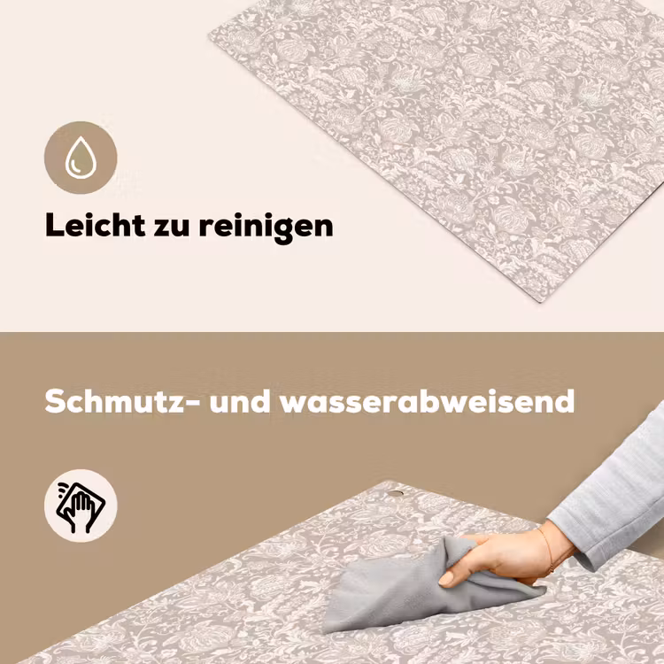 Bloemenprint - Grijs - Crème Inductie beschemer met haakjes klein 777 -ky-schoon-de