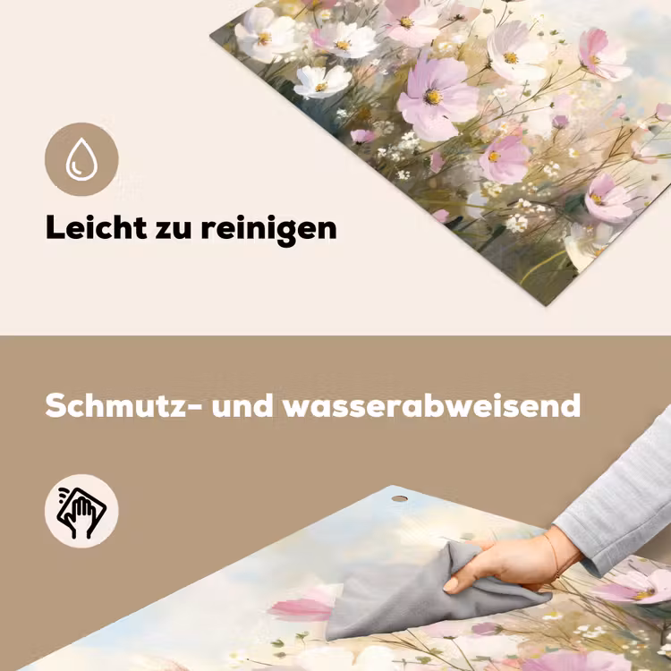 Bloemenveld - Lichte tinten - Geschilderd Inductie beschemer met haakjes klein -ky-schoon-de