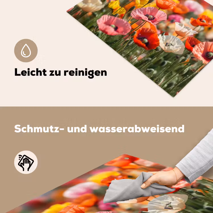 Bloemenveld - Klaprozen - Kleurrijk Inductie beschemer met haakjes klein -ky-schoon-de