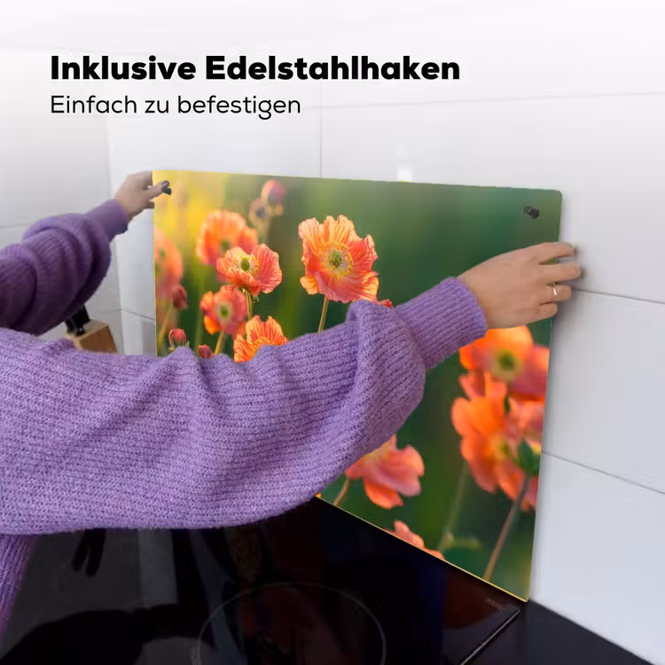 Bloemenveld - Zonnestralen - Oranje Inductie beschemer met haakjes klein -ky-ophangen-de