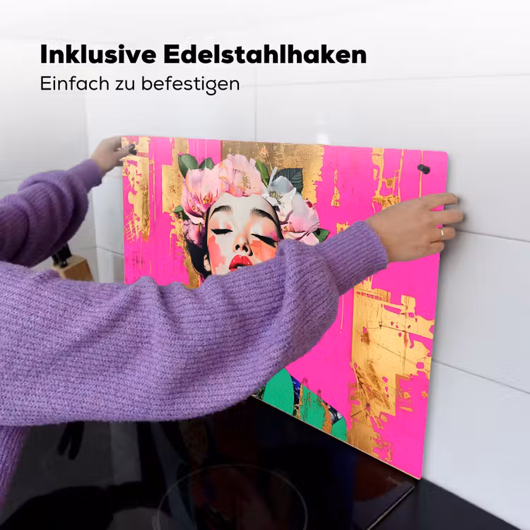 Bloemenkroon - Goud - Vrouw - Portret Inductie beschemer met haakjes klein -ky-ophangen-de