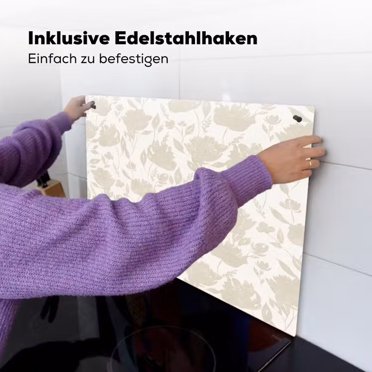 Bloemenpatroon - Silhouet - Wit Inductie beschemer met haakjes klein 777 -ky-ophangen-de