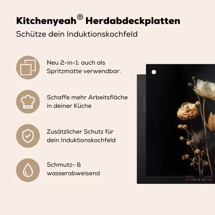 Boeket - Bloemen - Licht - Zwart Inductie beschemer met haakjes middel -ky-usp-de
