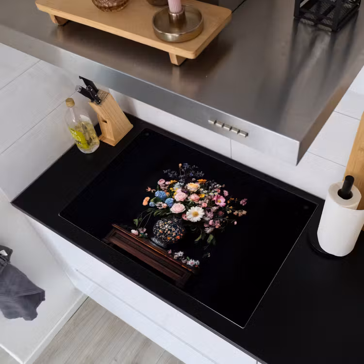 Bloemenvaas - Hout - Bloemen - Boeket Inductie beschemer met haakjes klein -sfeer1