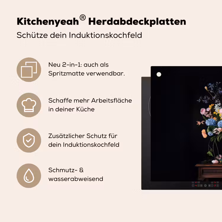Bloemenvaas - Hout - Bloemen - Boeket Inductie beschemer met haakjes klein -ky-usp-de