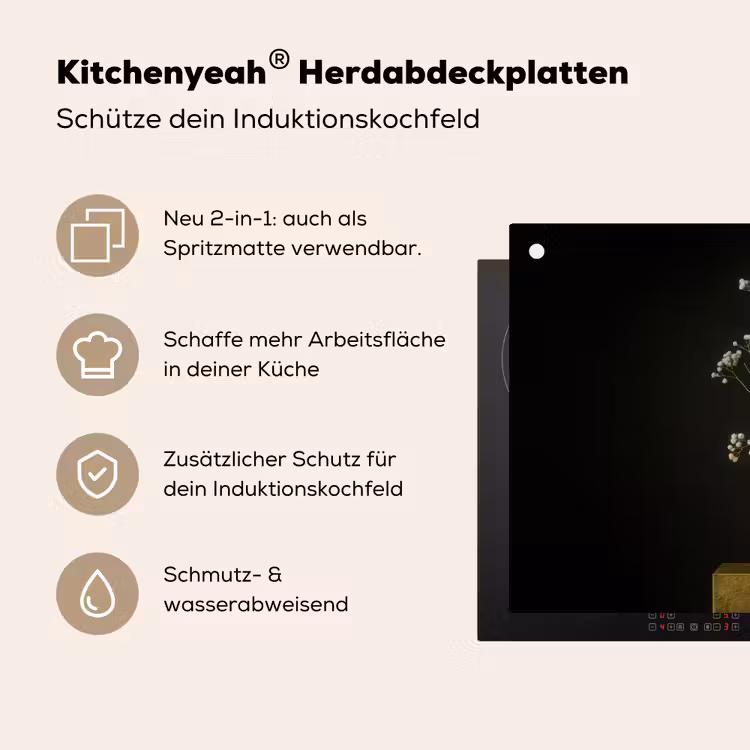 Bloembollen - Wit - Vaas - Minimalistisch Inductie beschemer met haakjes klein -ky-usp-de