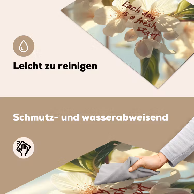 Bloesems - Zonlicht - Quote - Wit Inductie beschemer met haakjes klein -ky-schoon-de