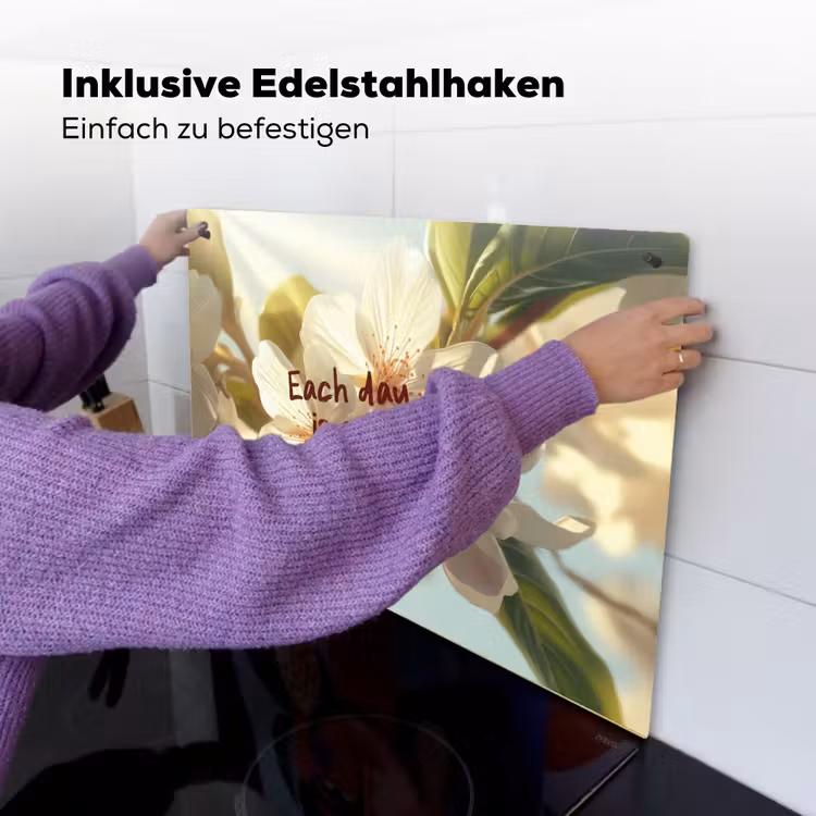 Bloesems - Zonlicht - Quote - Wit Inductie beschemer met haakjes klein -ky-ophangen-de