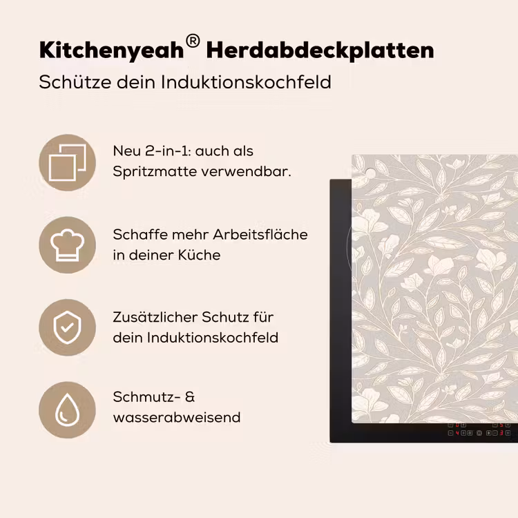 Bloemen - Steel - Blaadjes Inductie beschemer met haakjes klein 777 -ky-usp-de