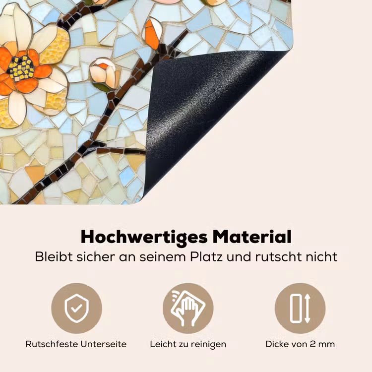 Bloesems - Wit - Mozaïek - Tak Inductie beschemer met haakjes klein -ky-onderkant-de