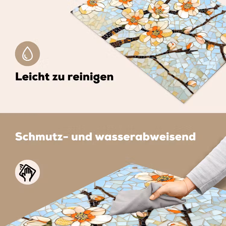 Bloesems - Wit - Mozaïek - Tak Inductie beschemer met haakjes klein -ky-schoon-de