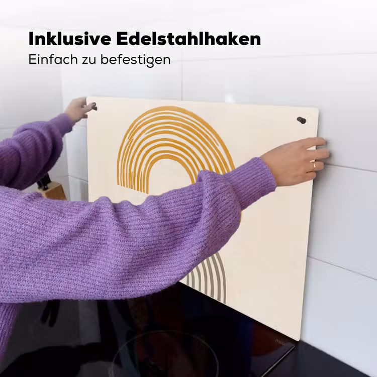 Bogen - Lijnen - Oranje - Minimalistisch Inductie beschemer met haakjes klein -ky-ophangen-de