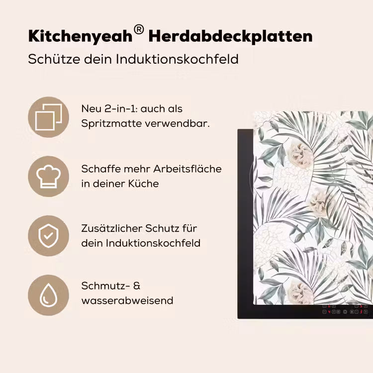 Bohemian - Bladeren - Bloemen - Tropisch Inductie beschemer met haakjes groot -ky-usp-de