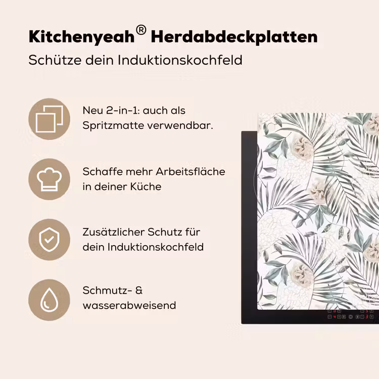 Bohemian - Bloemen - Bladeren - Jungle - Tropical Inductie beschemer met haakjes klein -ky-usp-de