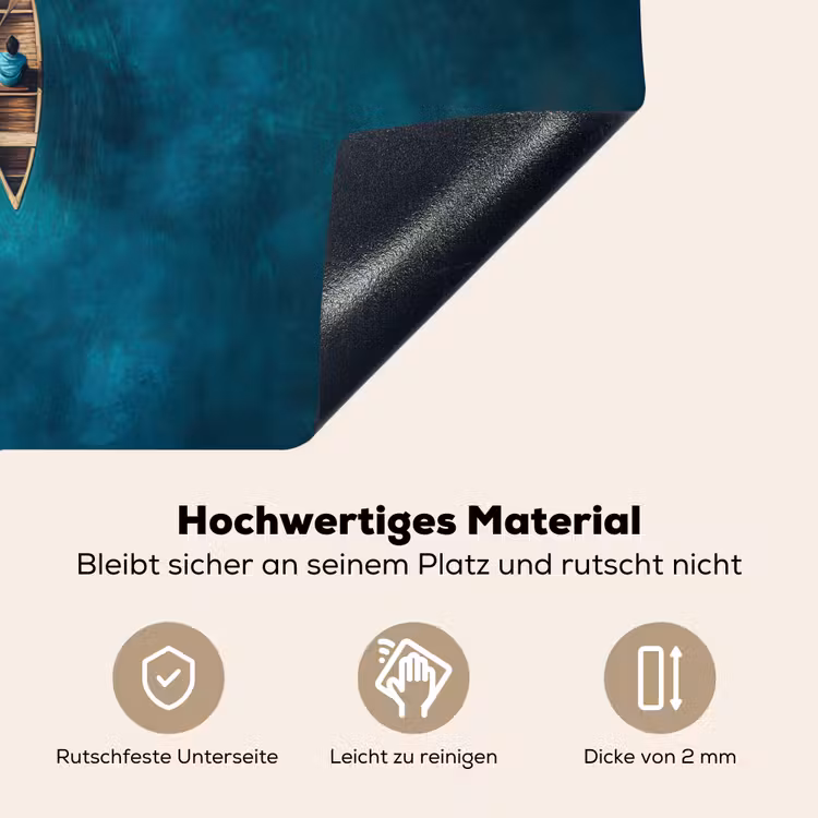 Bootje - Water - Blauw Inductie beschemer met haakjes klein -ky-onderkant-de