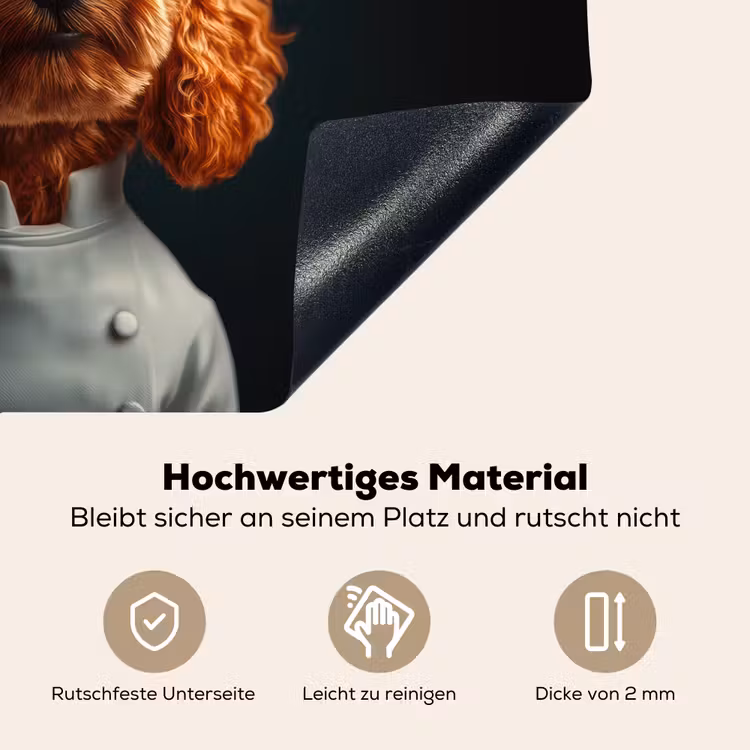 Bruin - Kok - Hondje Inductie beschemer met haakjes klein -ky-onderkant-de