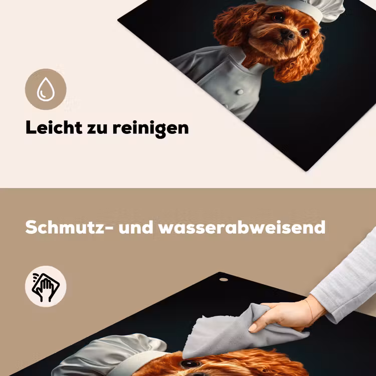 Bruin - Kok - Hondje Inductie beschemer met haakjes klein -ky-schoon-de