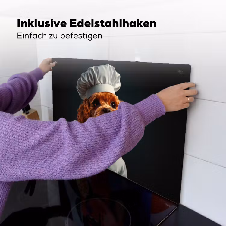 Bruin - Kok - Hondje Inductie beschemer met haakjes klein -ky-ophangen-de