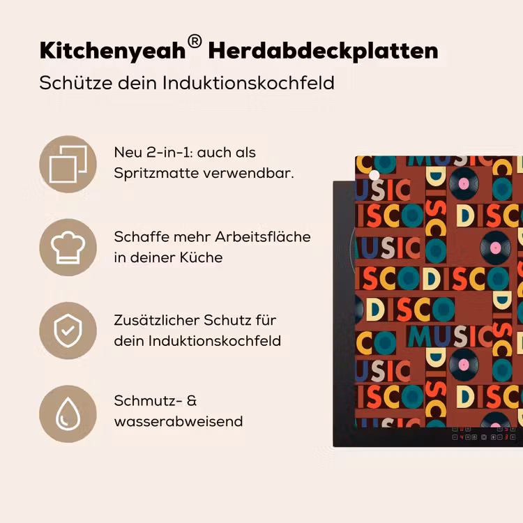 Bruin - Retro - Disco - Patroon Inductie beschemer met haakjes klein 777 -ky-usp-de