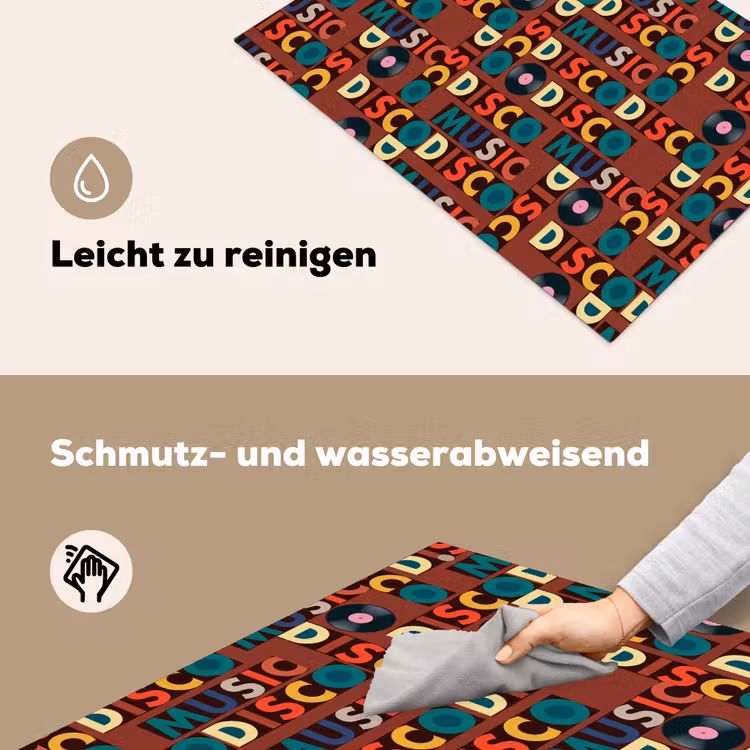 Bruin - Retro - Disco - Patroon Inductie beschemer met haakjes klein 777 -ky-schoon-de