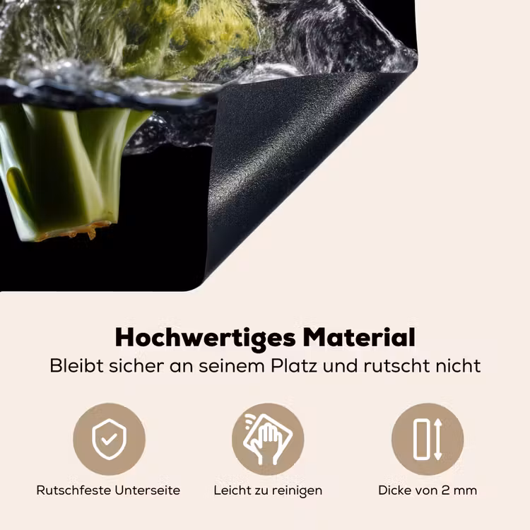 Broccoli - Groen - Water - Zwart Inductie beschemer met haakjes klein -ky-onderkant-de