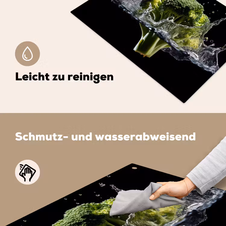Broccoli - Groen - Water - Zwart Inductie beschemer met haakjes klein -ky-schoon-de