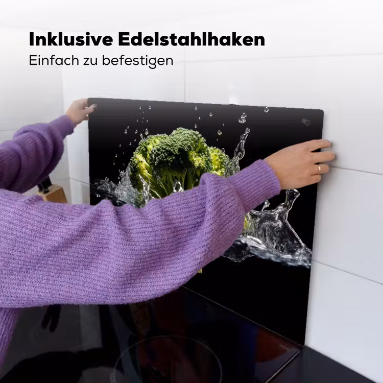 Broccoli - Groen - Water - Zwart Inductie beschemer met haakjes klein -ky-ophangen-de