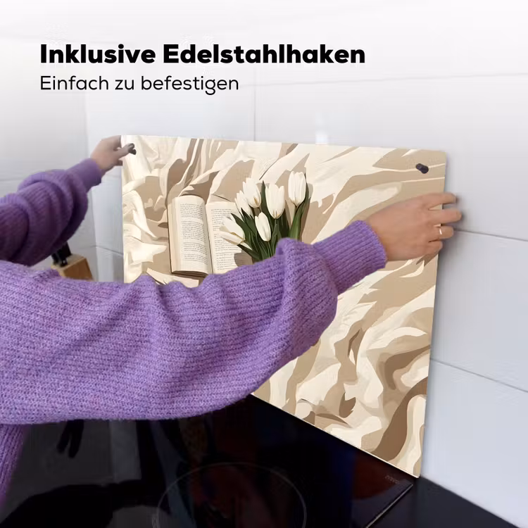 Boek - Illustratie - Tulpen - Koffie Inductie beschemer met haakjes klein -ky-ophangen-de