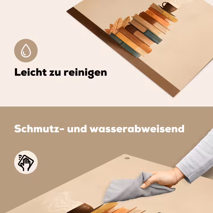 Boeken - Toren - Koffie - Beige Inductie beschemer met haakjes klein -ky-schoon-de