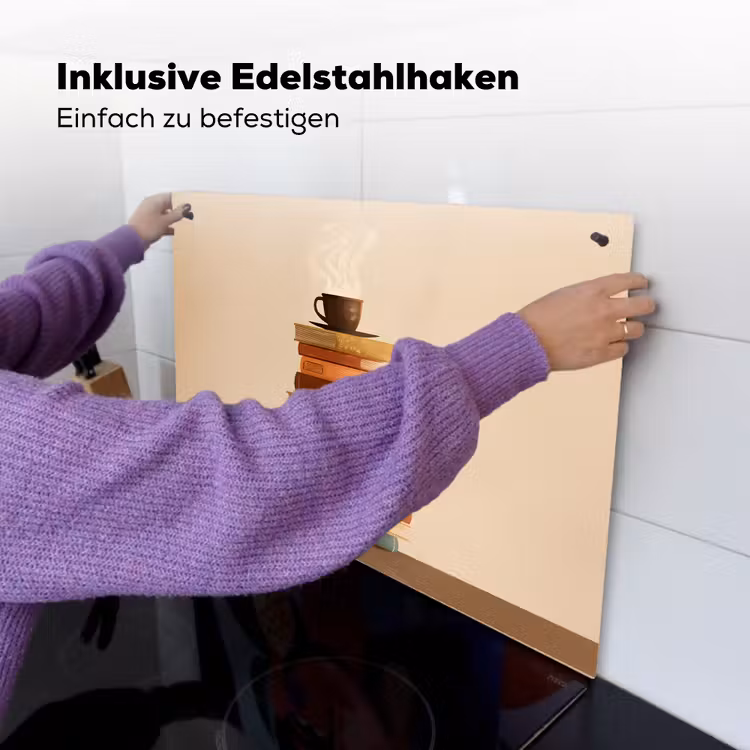 Boeken - Toren - Koffie - Beige Inductie beschemer met haakjes klein -ky-ophangen-de